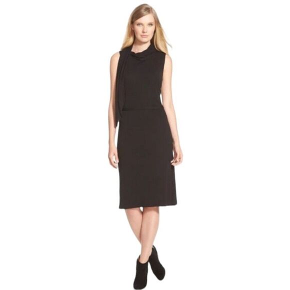 Pink Tartan Draped Scarf Neck Jersey sheath dress size 8 - Picture 1 of 14